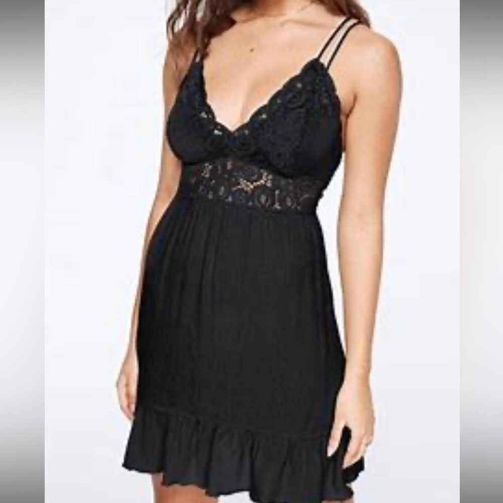 PINK Victoria's Secret Black Dress w Lace Detail